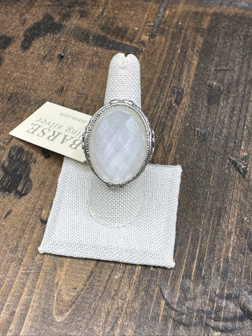 Barse Lace Ring- Faceted Snow Quartz-Silver - 8-NWT
